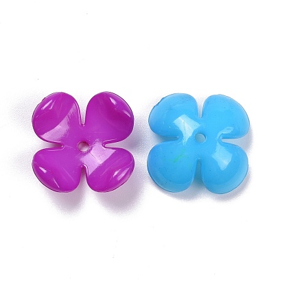 Opaque Acrylic Flower Bead Caps, 4-petal