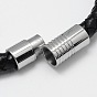 Bracelets cordon cuir tressé, avec 304 fermoirs magnétiques en acier inoxydable, 200x6mm