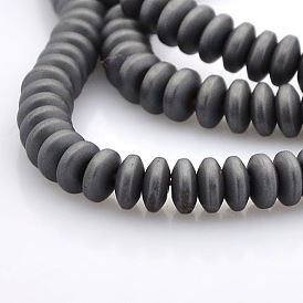 Matte Style Electroplate Non-magnetic Synthetic Hematite Rondelle Beads Strands, 4x2mm, Hole: 1mm, about 200pcs/strand, 16.5 inch