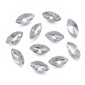 Imitation Crystal Glass, Glass Pointed Back Rhinestone, Faceted, Horse Eye, 10x5x3mm