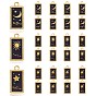24 pcs 3 style rack placage pendentifs en émail en alliage d'or, sans cadmium et sans plomb, rectangle avec soleil & étoile & lune