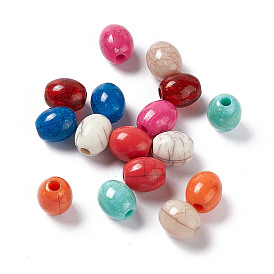 Perles acryliques opaques craquelées, turquoise d'imitation, riz