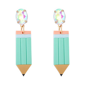 Candy-colored Pencil Stud Earrings - Simple and versatile accessory for girls.