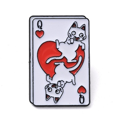 Броши из черного цинкового сплава, игральная карта с эмалированными булавками в виде кота/панды для мужчин и женщин