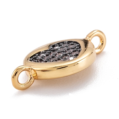 Laiton micro pavé clair zircone cubique perles liens connecteurs, plaqué longue durée, plat et circulaire avec coeur