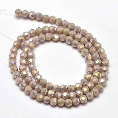 Brins de perles de verre électrolytiques à facettes (# facettes) rondes plaquées arc-en-ciel, 32mm, Trou: 4mm, Environ 1 pcs/chapelet, 90~95 pouce (12.8~13.6 cm)