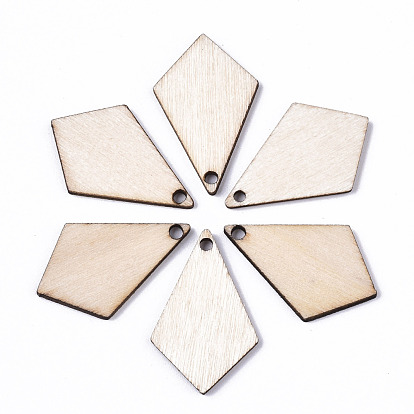 Unfinished Natural Poplar Wood Pendants, Laser Cut Wood Shapes, Undyed, Kite