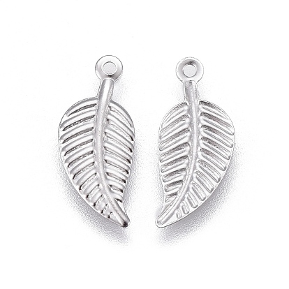 304 Stainless Steel Charms, Leaf