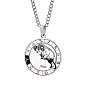 Unisex 201 Stainless Steel Constellation Pendant Necklaces, with Curb Chains, Laser Engraved Pattern, Flat Round