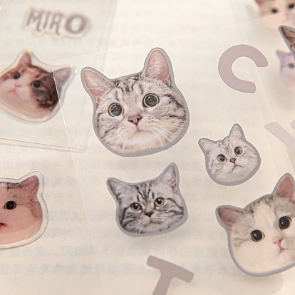 3 Sheets PVC Waterproof Decorative Kitten Stickers, Self-adhesive Cat Decals, for DIY Scrapbooking