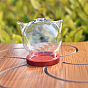 Glass Dome Cover, Cat Decorative Display Case, Cloche Bell Jar Terrarium with Wooden Base