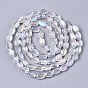 Electroplate Glass Beads Strands, AB Color Plated, Oval