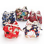 Хлопковые упаковочные мешочки с принтом в китайском стиле, сумки на шнурке, квадратный