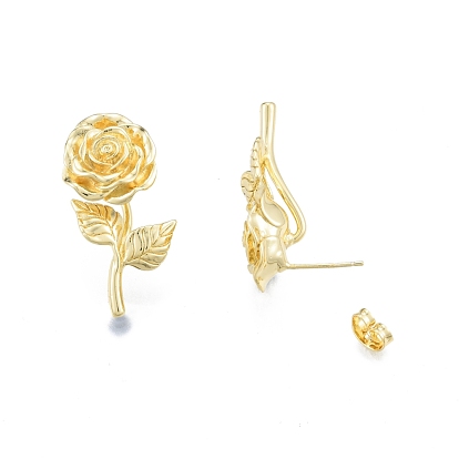 Brass Rose of Life Stud Earrings for Women