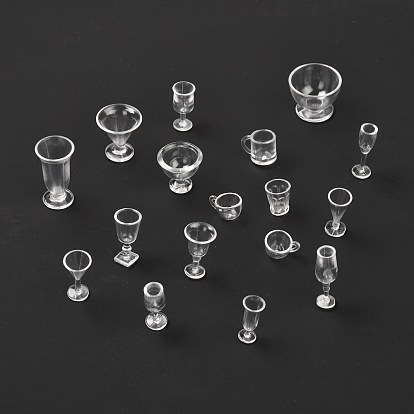 17 ensemble de gobelets de jeu en plastique transparent, tasses miniatures de simulation, jouets de moule en argile pour enfants