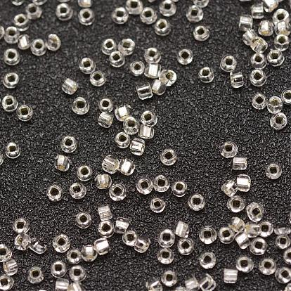 Round Glass Seed Beads, Silver Lined Square Hole, Transparent Colours