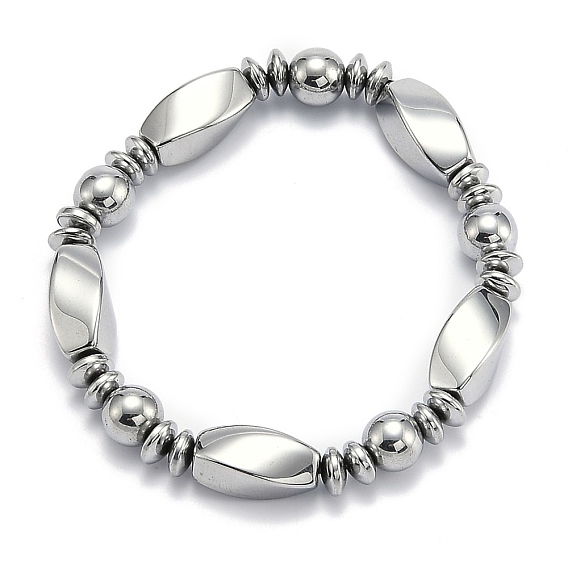 Non-magnetic Synthetic Hematite Stretchy Bracelets, 52mm
