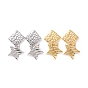 304 Stainless Steel Rhombus with Star Dangle Stud Earrings for Women