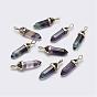 Natural Fluorite Double Terminated Pointed Pendants, with Platinum Tone Alloy Findings, Bullet