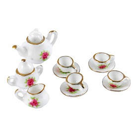 Porcelain Tea Set Decorations, 60x33x18mm