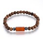 Wood Beads Stretch Bracelets, with Natural Gemstone and Non-Magnetic Synthetic Hematite Beads