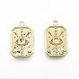 Ion Plating(IP) Brass Micro Pave Clear Cubic Zirconia Pendants, Rectangle with Eye