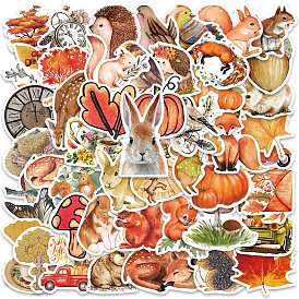 Autumn PVC Self-adhesive Cartoon Stickers, Waterproof Forest Animal Decals for Suitcase, Skateboard, Refrigerator, Helmet, Mobile Phone Shell