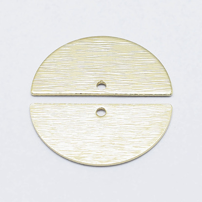 Brass Semi Circle Pendant, Long-Lasting Plated, Real 18K Gold Plated, Nickel Free, Brushed, Half Round