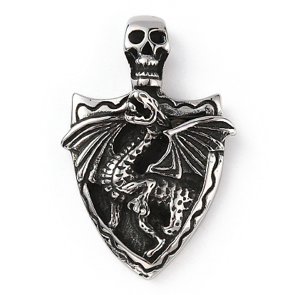 304 Stainless Steel Pendants, Skull & Dragon Charm