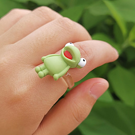 Очаровательное мультяшное кольцо в виде лягушки - минималист, модные и креативные женские украшения в духе животных