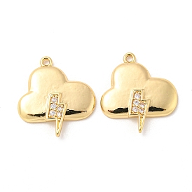 Brass Micro Pave Cubic Zirconia Pendants, Long-Lasting Plated, Cloud