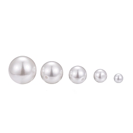 Eco-Friendly Plastic Imitation Pearl Beads, High Luster, Grade A, Half Drilled Beads, Round