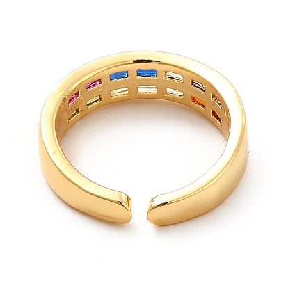 Цветной кубический цирконий прямоугольное открытое кольцо-манжета, украшения из латуни для женщин