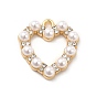 Alloy Crystal Rhinestone Pendants, with ABS Plastic Imitation Pearl Beads, Heart Charms