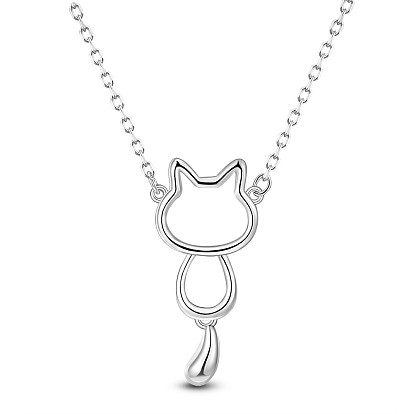 Ожерелья shegrace 925 из стерлингового серебра, с застежкой с пружинным кольцом, форма кошки