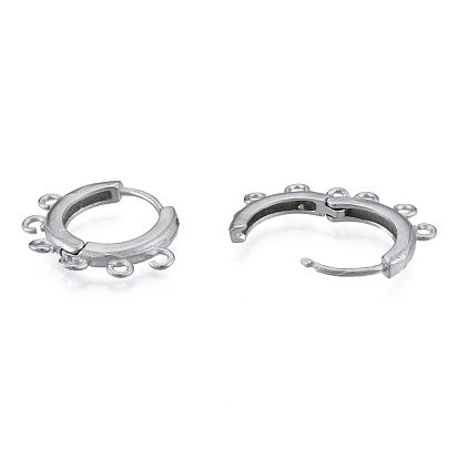 304 Stainless Steel Hoop Earrings Findings, with Vertical Loops