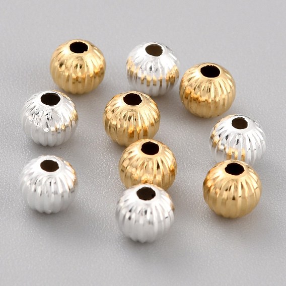 Long-Lasting Plated Brass Beads, Corrugated Beads, Round