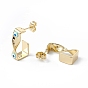 Brass Enamel Evil Eye Stud Earrings, with Ear Nuts, Real 18K Gold Plated Twist Earrings for Women Girls