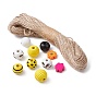 Kit de fabrication de décoration de pendentif abeille bricolage, y compris des perles rondes et des fleurs en bois imprimé, corde de jute
