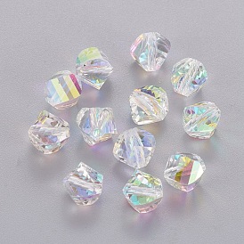 Faceted Electroplate K9 Glass Rhinestone Beads, Cone