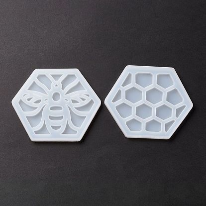 Силиконовые формы для подставок в форме пчелы и сот своими руками, формы для литья смолы, для изготовления ювелирных изделий из эпоксидной смолы, шестиугольник