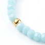Stretch Bracelets Sets, with Glass Beads, Natural Larimar Chip Beads and 304 Stainless Steel Pendants, Dolphin, Golden
