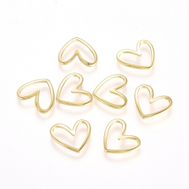 Brass Linking Rings, Long-Lasting Plated, Heart, Real 18K Gold Plated