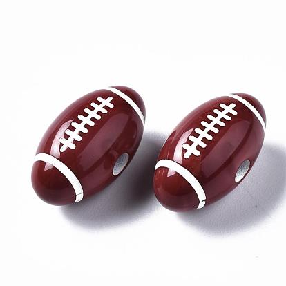 Perles acryliques de style artisanal, perles de sport, de rugby