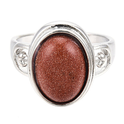Овальные кольца на палец из натуральных смешанных драгоценных камней, ювелирные изделия из платинового сплава для женщин