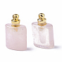 Pendentifs de bouteille de parfum ouvrable de pierres précieuses naturelles, avec les accessoires en laiton de tonalité d'or, bouteille d'huile essentielle