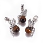 Gemstone Pendants, with Platinum Tone Brass Findings, Fairy