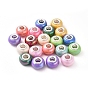 Resin European Beads, Large Hole Beads, Imitation Porcelain, with Platinum Plated Brass Core, Rondelle