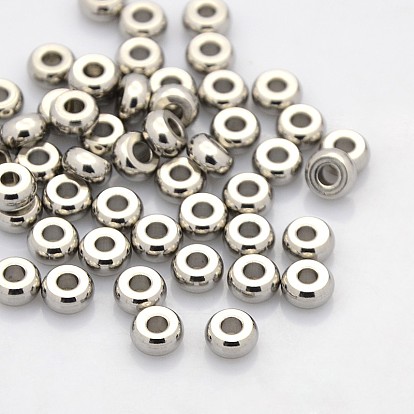 Rondelle 304 Stainless Steel Beads, 6x3mm, Hole: 2mm