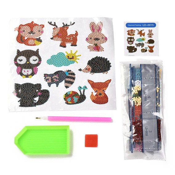 DIY Owl Diamond Painting Stickers Kits For Kids, with Diamond Painting Stickers, Rhinestones, Diamond Sticky Pen, Tray Plate and Glue Clay